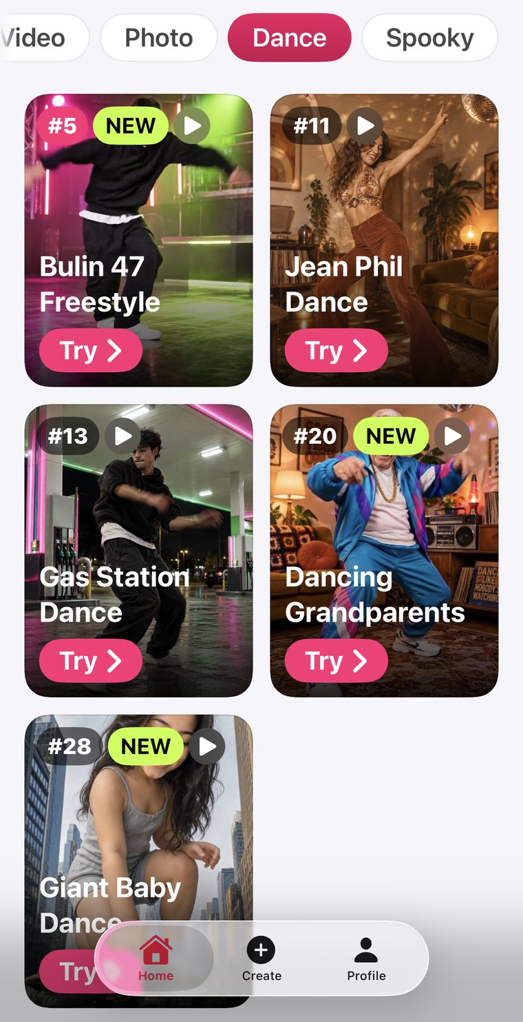 Trending dance videos in the Trendify app